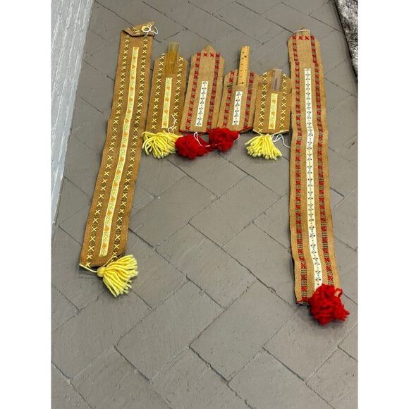 Vintage Hanging Fabric Handmade Yard Stick Ruler Holders Set of 6 - Picture 1 of 16